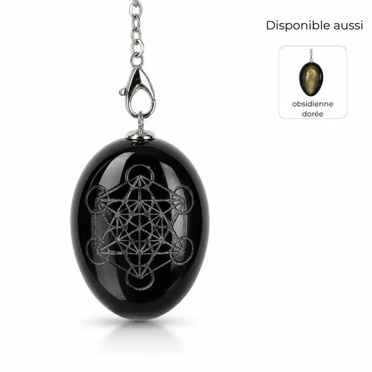 Pendules Métatron en obsidienne noire et obsidienne dorée