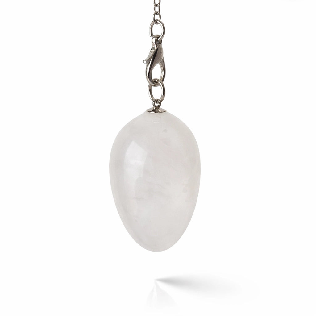 Pendule forme œuf en cristal de quartz transparent pour divination polyvalente
