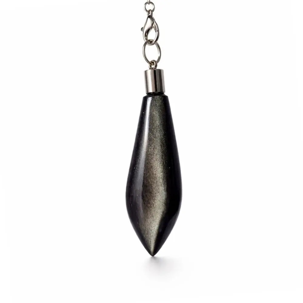 Pendule ogive en obsidienne dorée du Mexique avec forme allongée pour divination intuitive