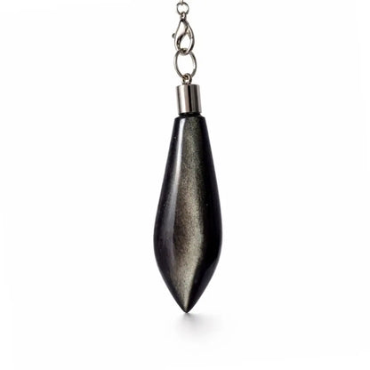 Pendule ogive en obsidienne dorée du Mexique avec forme allongée pour divination intuitive