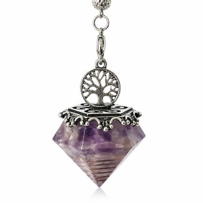 Pendule orgonite arbre de vie améthyste
