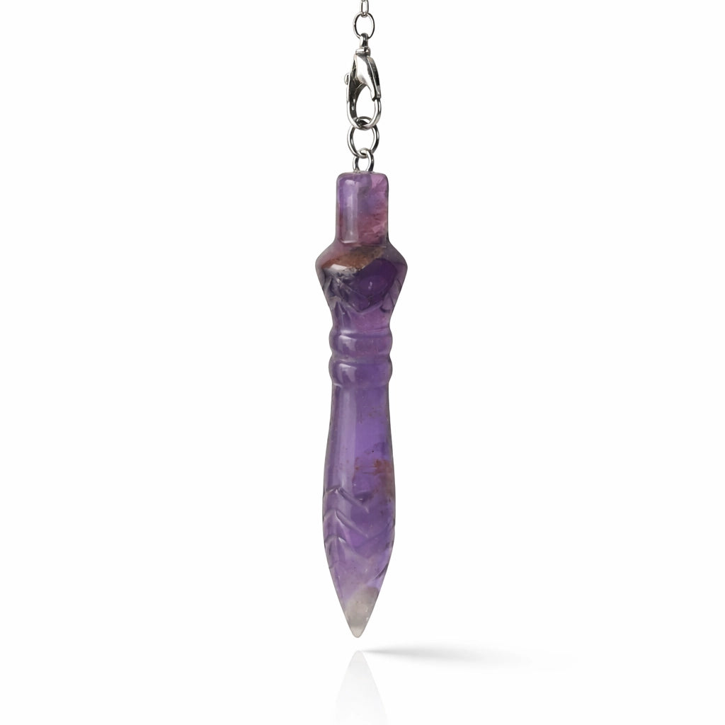 Pendule Petit Thot en améthyste naturelle qualité A format compact 6 cm pour radiesthésie nomade
