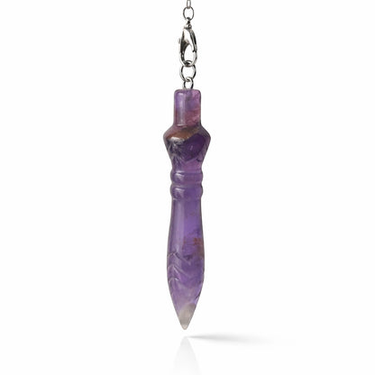 Pendule Petit Thot en améthyste naturelle qualité A format compact 6 cm pour radiesthésie nomade
