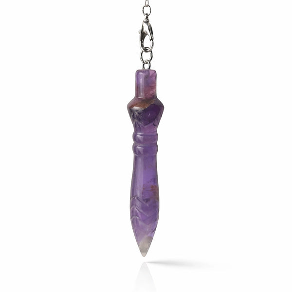 Pendule Petit Thot en améthyste naturelle qualité A format compact 6 cm pour radiesthésie nomade
