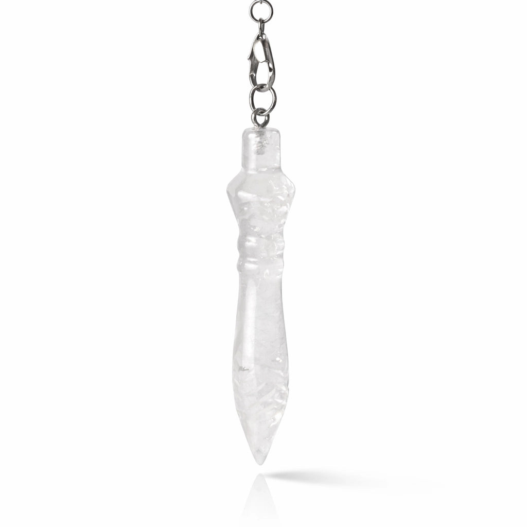 Pendule Petit Thot en cristal de roche naturelle qualité A format compact 6 cm pour radiesthésie nomade