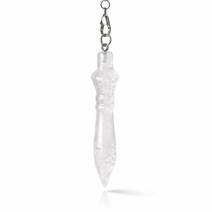Pendule Petit Thot en cristal de roche naturelle qualité A format compact 6 cm pour radiesthésie nomade