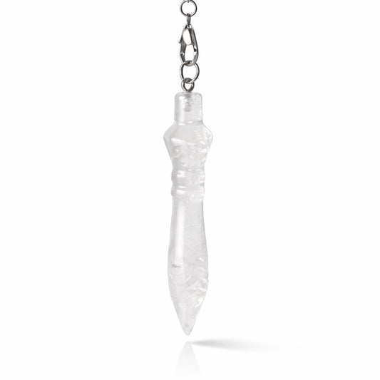 Pendule Petit Thot en cristal de roche naturelle qualité A format compact 6 cm pour radiesthésie nomade