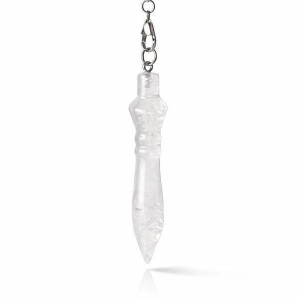 Pendule Petit Thot en cristal de roche naturelle qualité A format compact 6 cm pour radiesthésie nomade