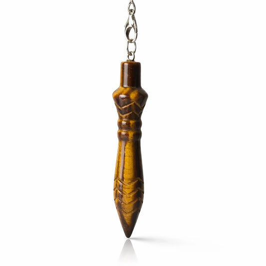 Pendule Petit Thot en oeil de tigre naturelle qualité A format compact 6 cm pour radiesthésie nomade