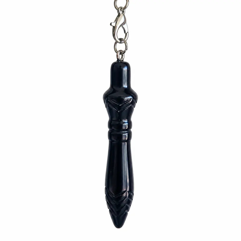 Pendule Petit Thot en tourmaline noire naturelle qualité A format compact 6 cm pour radiesthésie
