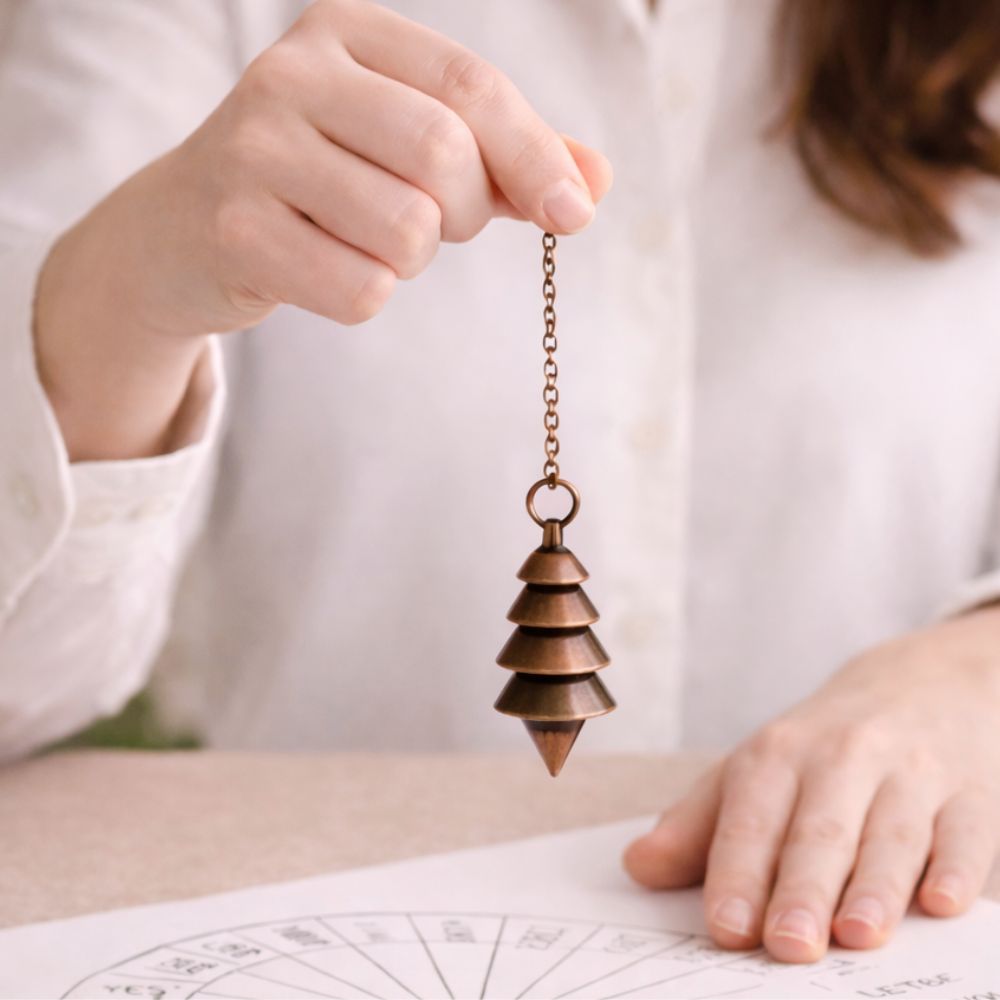 Pendule Seth métal utilisé sur plan pour radiesthésie méthodique directionnelle