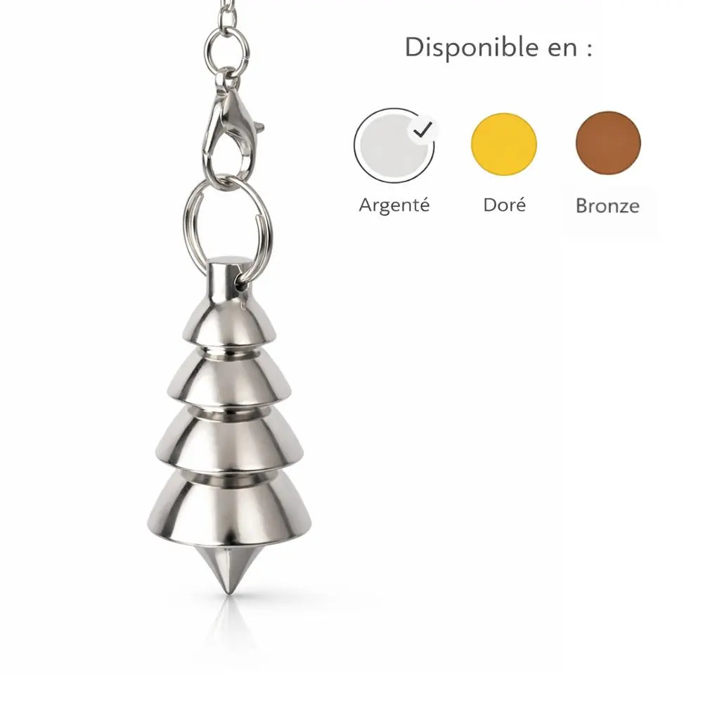Pendule Seth en métal disponible argenté/doré/bronze 4 coupoles pour radiesthésie méthodique