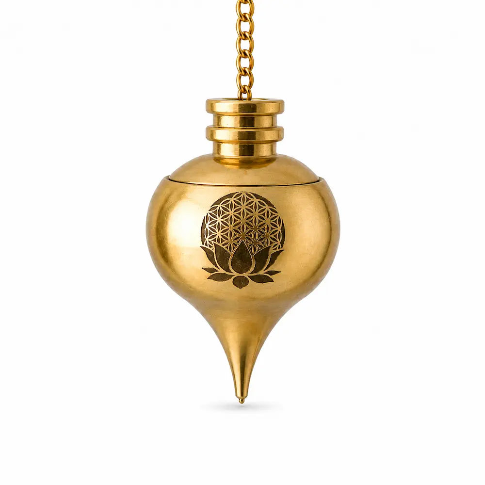 Pendule Témoin Gravé – Fleur de Vie avec lotus / Om