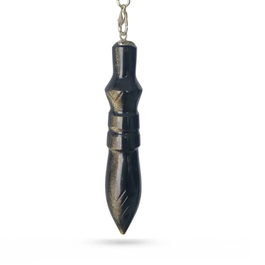 Pendule Thot en obsidienne dorée gravée