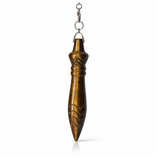 Pendule de Thot XL en œil de tigre qualité A – 7,5 cm, bélière intégrée, radiesthésie