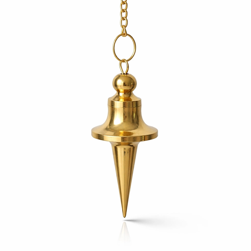 Pendule Trouvier en laiton avec réservoir témoin et collerette stabilisatrice pour radiesthésie