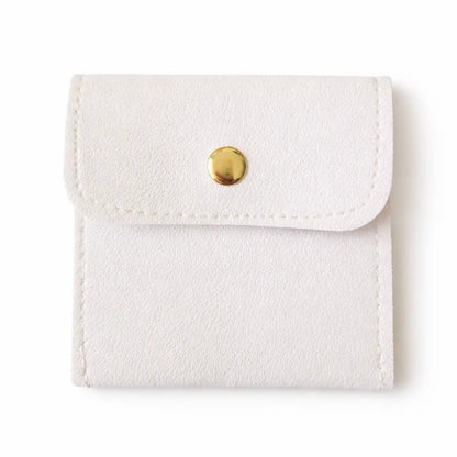Pochette carré bouton pression en cuir PU. Blanc pour pendule
