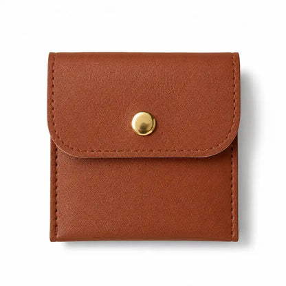 Pochette carré bouton pression en cuir PU. marron pour pendule