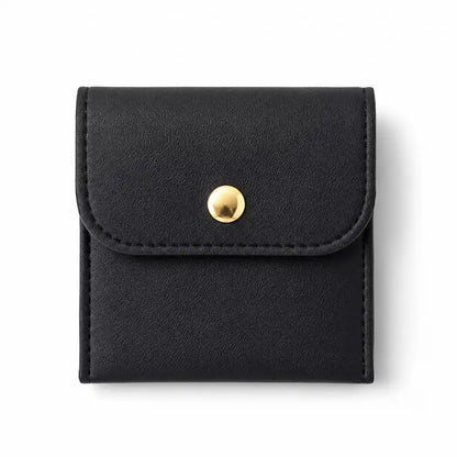 Pochette carré bouton pression en cuir PU. noir pour pendule