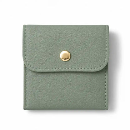 Pochette carré bouton pression en cuir PU.vert sauge pour pendule