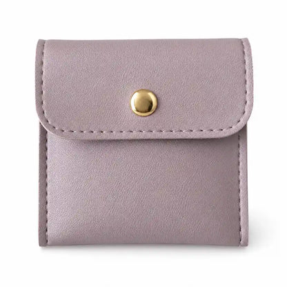 Pochette carré bouton pression en cuir PU. rose mauve poudré pour pendule ou bijoux